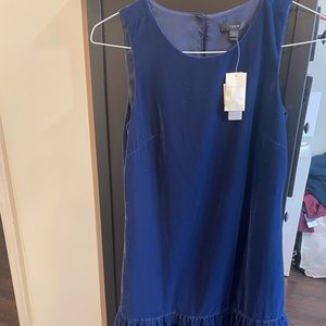 JCrew Navy Blue velvet ruffle dress